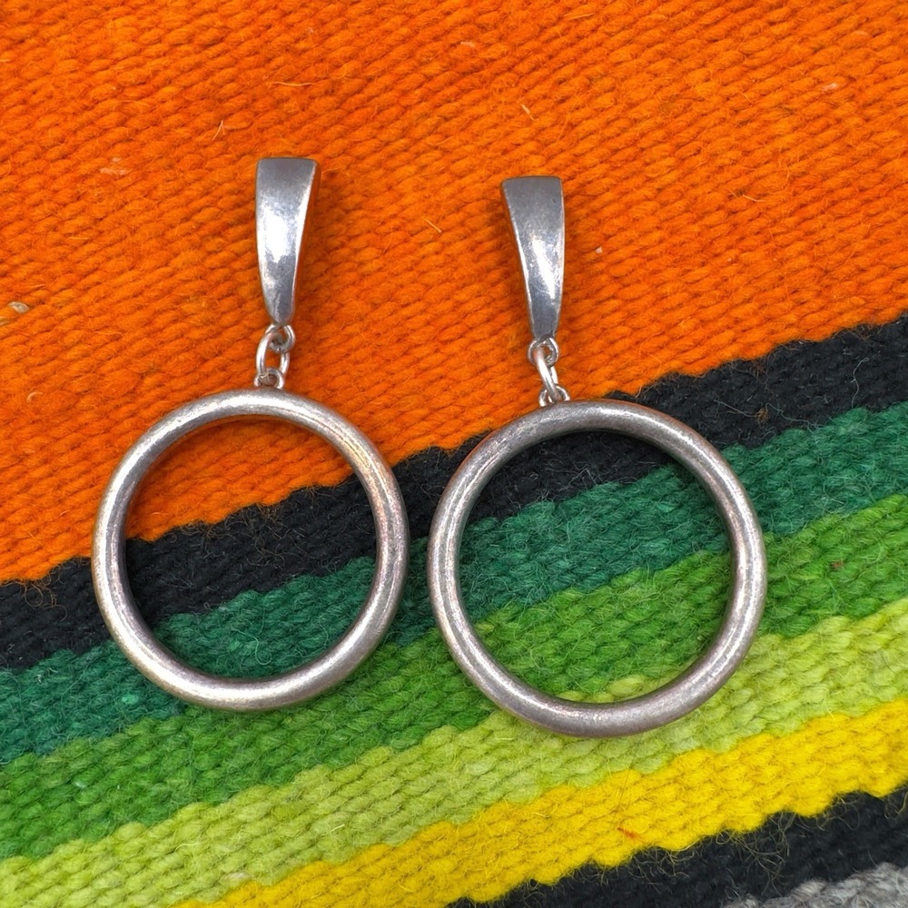 Vintage Simon Sebbag Designs Sterling Silver Hoop Dangle Earrings 925